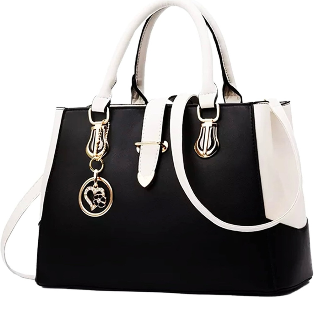 Elegant Black and White Handbag - Picture 3 of 4